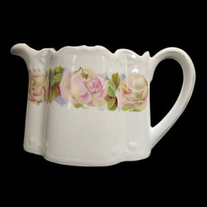 Vintage Z.S.&Co Bavaria Porcelain Creamer Rose Floral Scalloped Rim